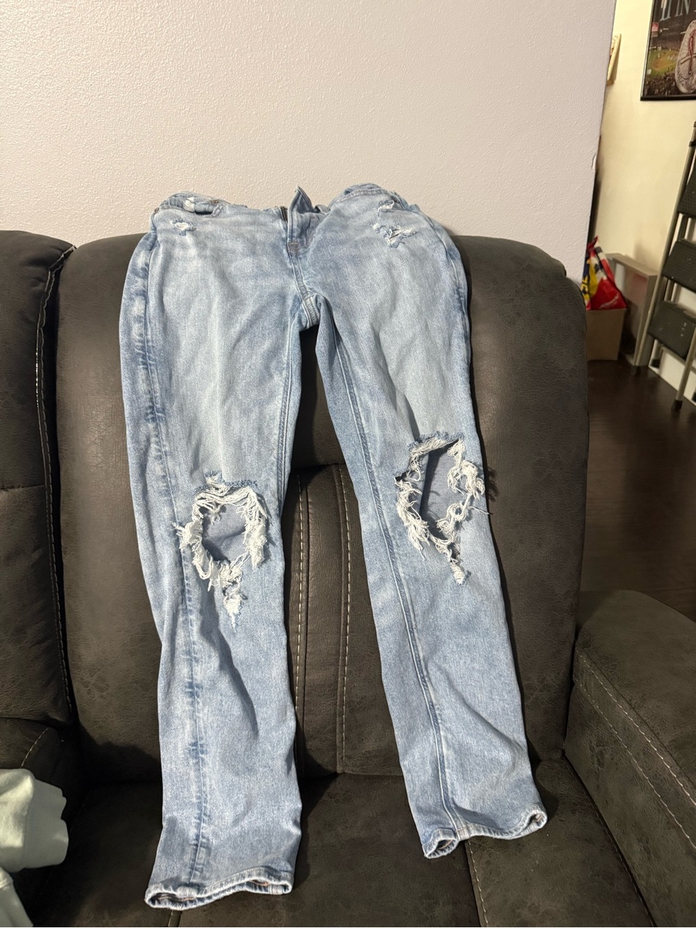 American Eagle Outfitters Light Blue Ripped Skinny Jeans
